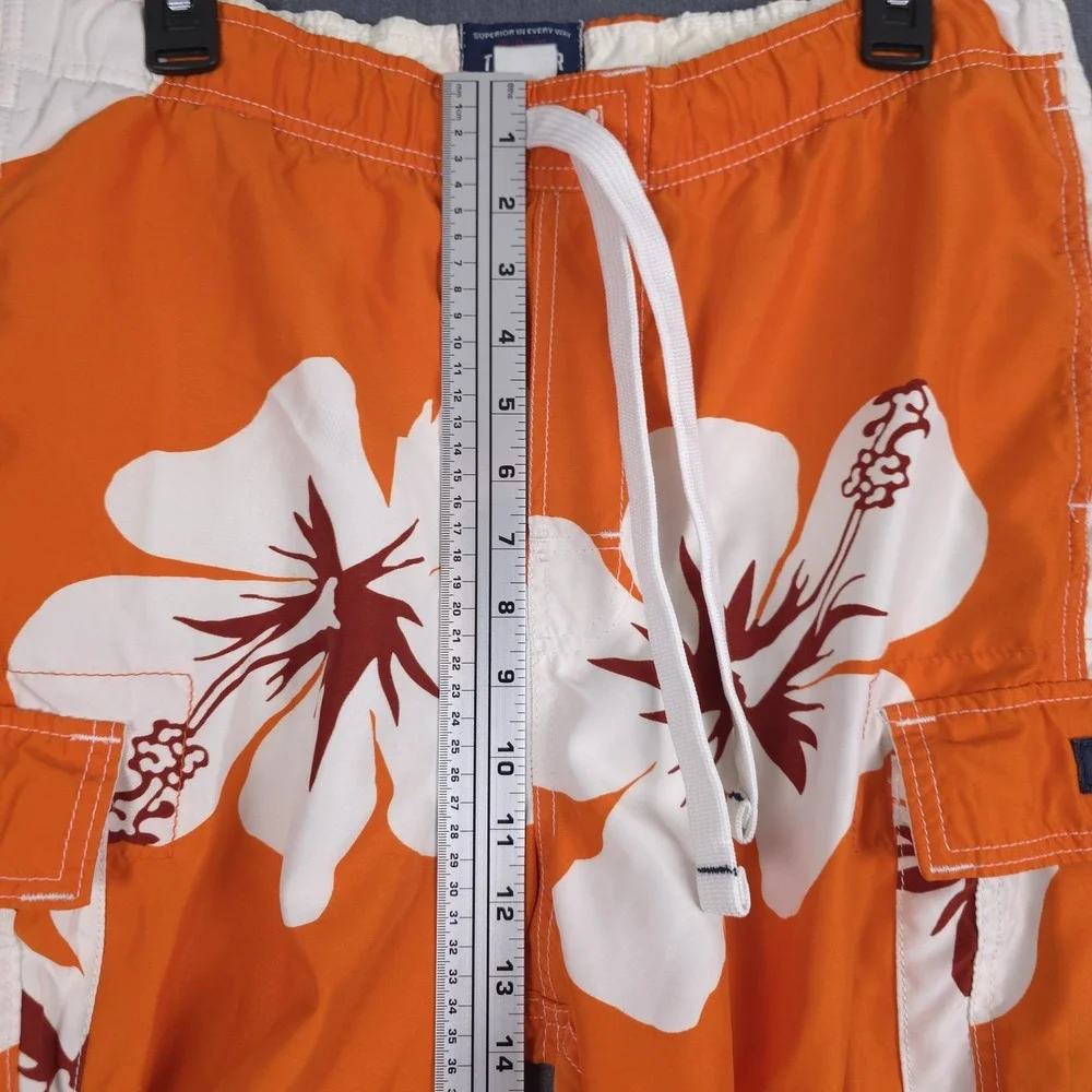 Abercrombie & Fitch Tugger Board Shorts Mens Medium Orange Tropical‎ Surf Swim